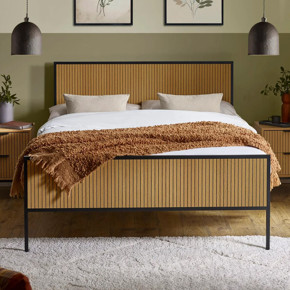 Sarnia Wooden Double Bed - Brown