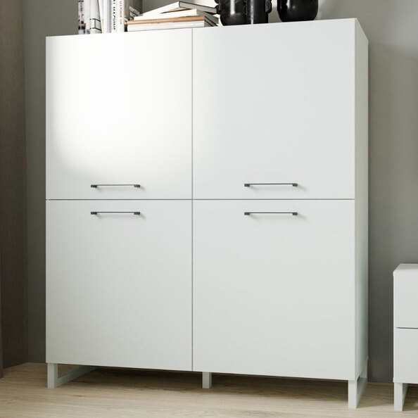 Sarnia Wooden Highboard With 4 Doors In Light Grey