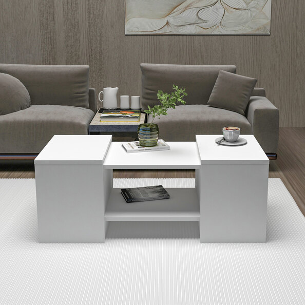 Sartos Wooden Coffee Table Set in White