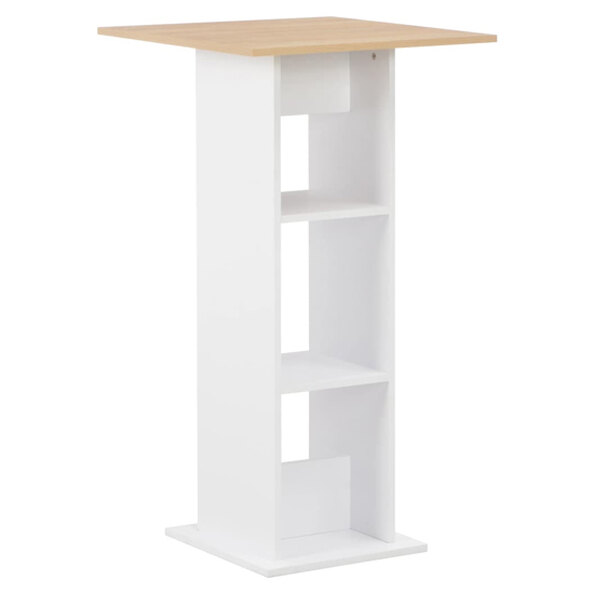 Sasha Square Wooden Bar Table In Sonoma Oak And White