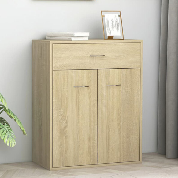 Sassy Wooden Sideboard With 2 Doors 1 Drawer In Sonoma Oak