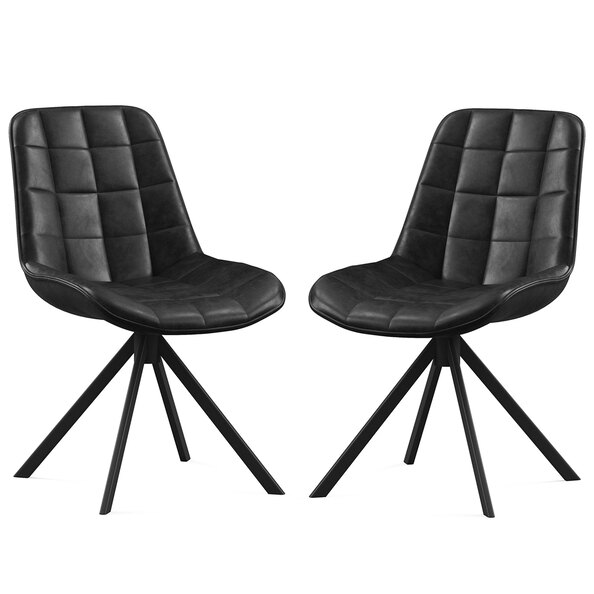 Satie Black PU Leather Dining Chairs in Pair