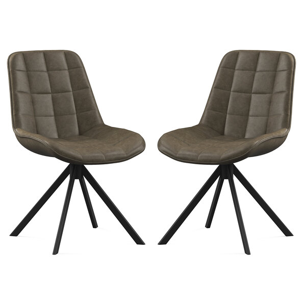 Satie Espresso PU Leather Dining Chairs in Pair