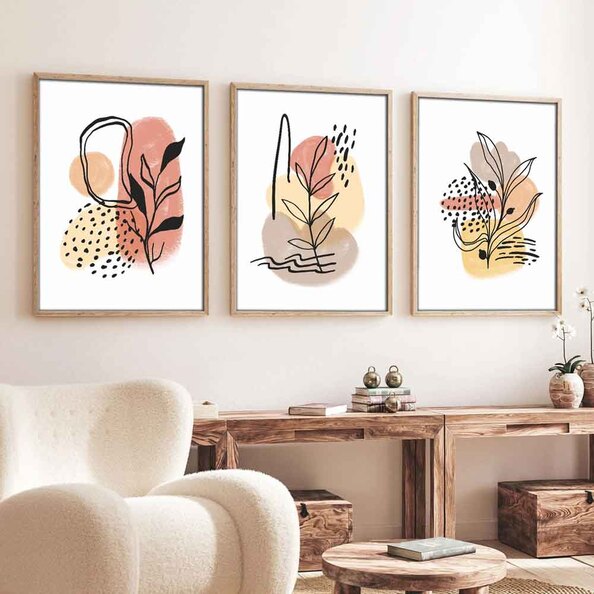 Satori Wooden 20x30cm Desert Bloom Art of Frame Set of 3 in Multicolour