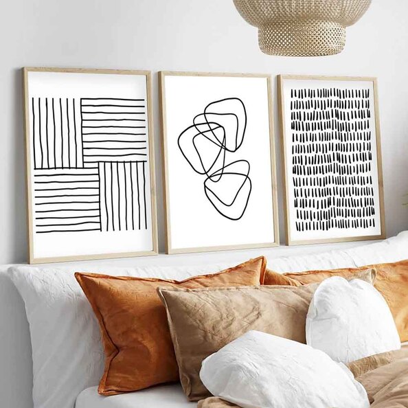 Satori Wooden 30x40cm Ink Rhythm Art of Frame Set of 3 in Multicolour