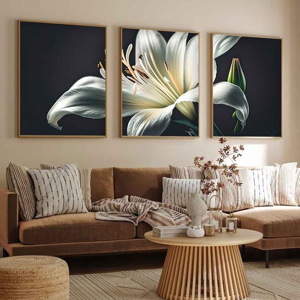 Satori Wooden 30x40cm Nocturnal Bloom Art of Frame Set of 3 in Multicolour