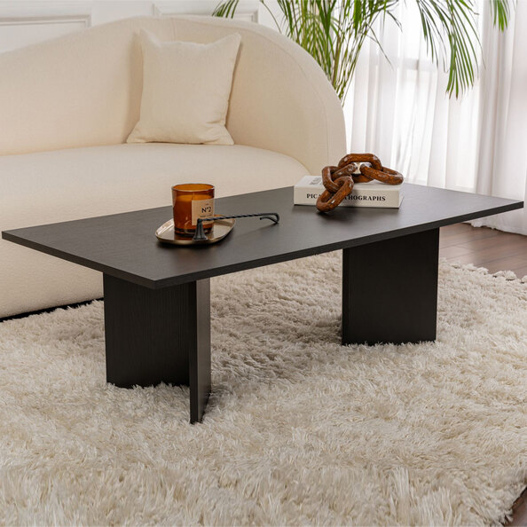 Savella Rectangular Wooden Coffee Table in Black