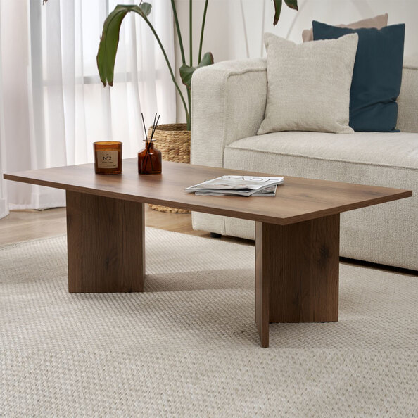Savella Rectangular Wooden Coffee Table in VNT Walnut
