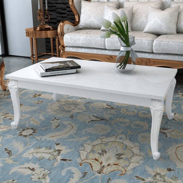 Savva Large High Gloss Coffee Table In White