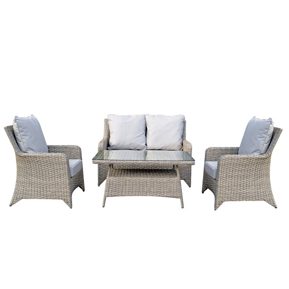 Savvy Rattan Garden 4 Seater Sofa Set With Coffee Table In Natural