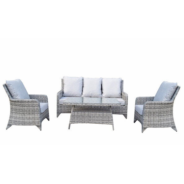 Savvy Rattan Garden 5 Seater Sofa Set With Coffee Table In Grey