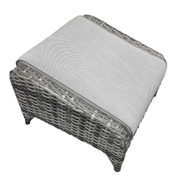 Savvy Rattan Outdoor Ottoman With Cushion In Grey