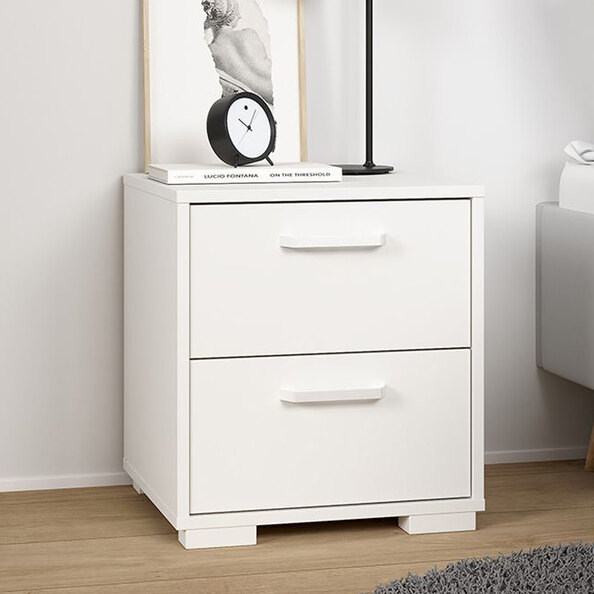 Sayreville Wooden Bedside Cabinet With 2 Drawers In White
