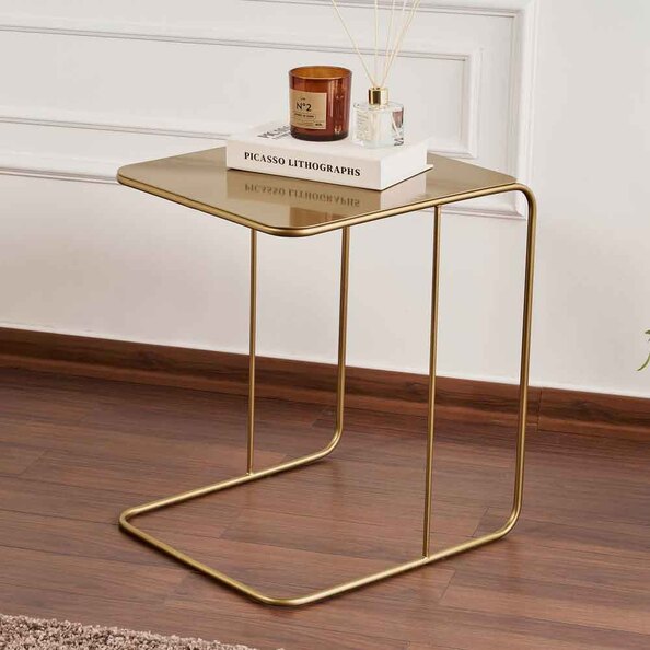 Saziro Metal Side Table in Gold