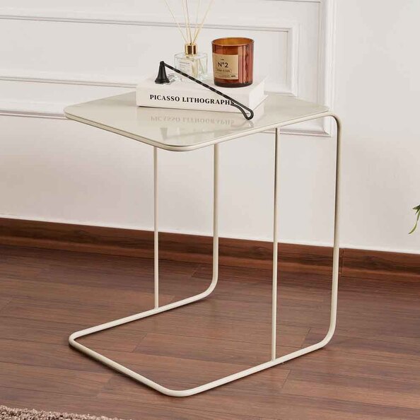 Saziro Metal Side Table in Taupe
