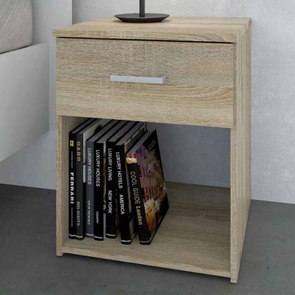 Scalia Wooden Bedside Cabinet With 1 Drawer In Oak