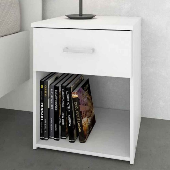 Scalia Wooden Bedside Cabinet With 1 Drawer In White