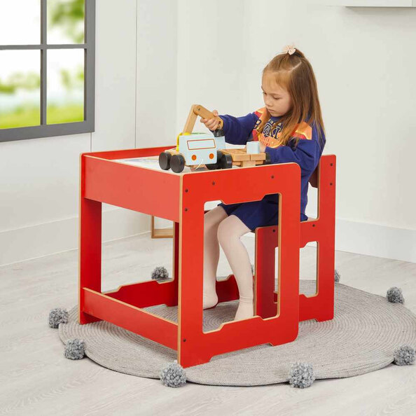 Seagull Wooden Table and Chair in Red and White