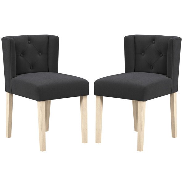 Seattle Anthracite Fabric Dining Chairs Without Arms - Pair