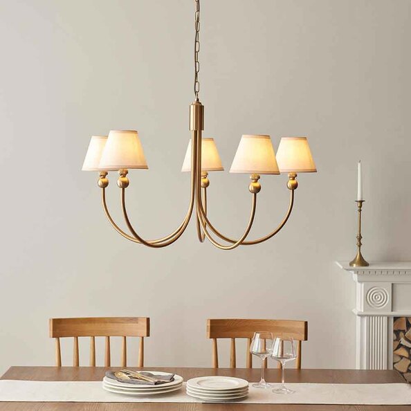 Sebastian Metal 5 Ceiling Pendant Light in Brushed Aged Brass