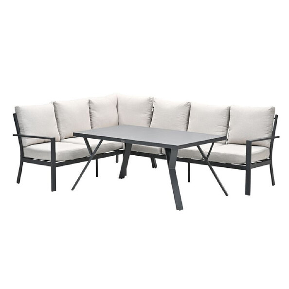 Sedalia Aluminium Left Hand Garden Corner Lounge Set In Sand