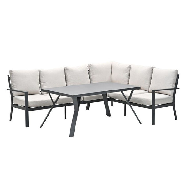 Sedalia Aluminium Right Hand Garden Corner Lounge Set In Sand