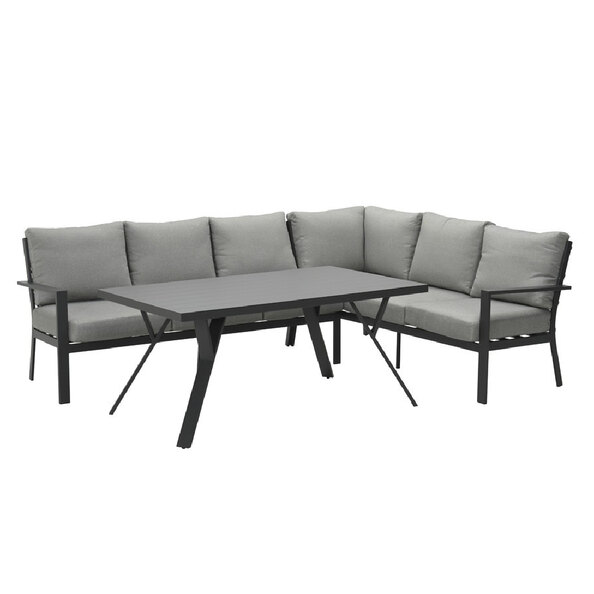 Sedalia Aluminium Right Hand Garden Corner Lounge Set In Dark Grey