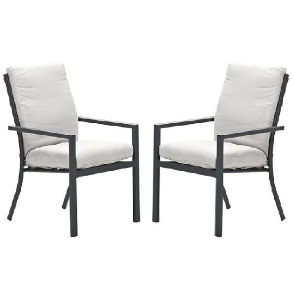 Sedalia Dark Grey Aluminium Dining Chairs With Cushion In Pair