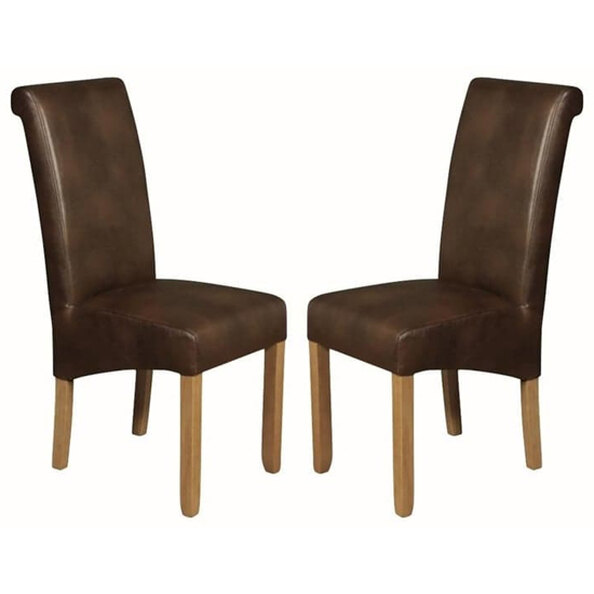 Seguin Tan Faux Leather Dining Chairs In Pair