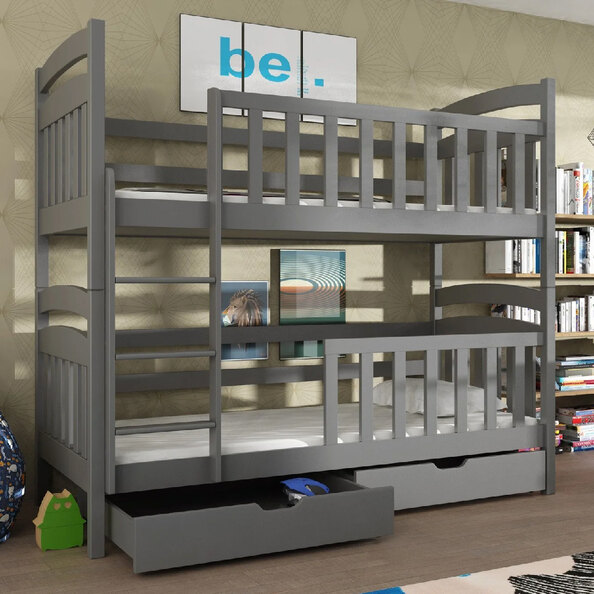 Seguin Wooden Bunk Bed With Bonnell Mattress In Graphite