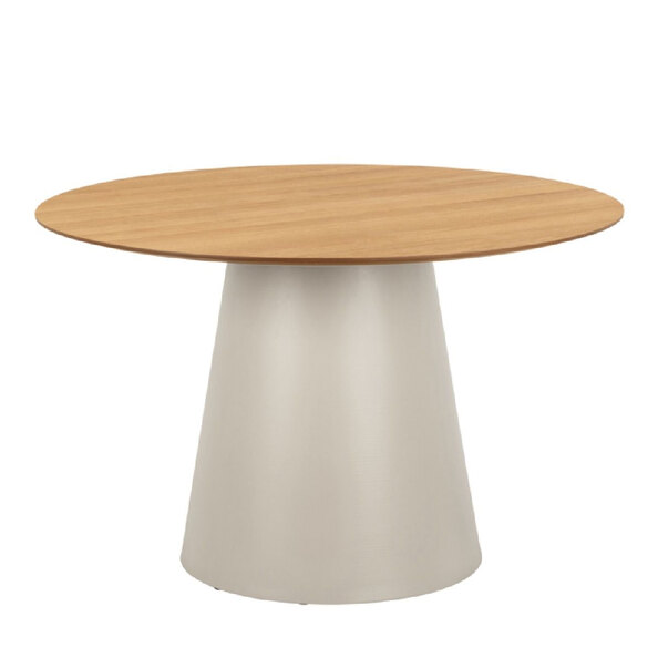 Seguin Wooden Dining Table Round In Oak And Grey