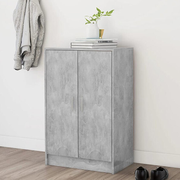 Seiji Wooden Shoe Storage Cabinet With 2 Doors In Concrete Effect