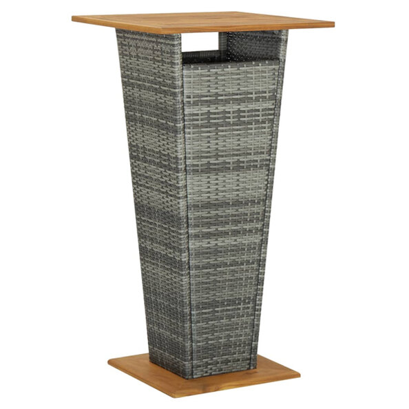 Selah 60cm Wooden Top Bar Table With Poly Rattan Base In Grey