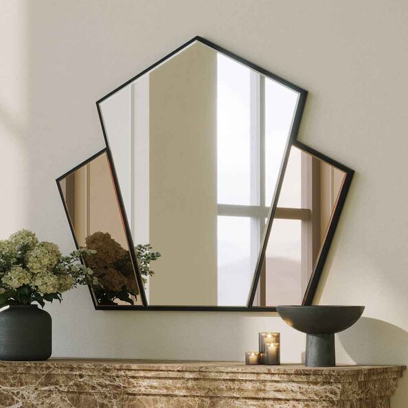 Selfish Glass Wall Mirror with Bronze Wooden Frame