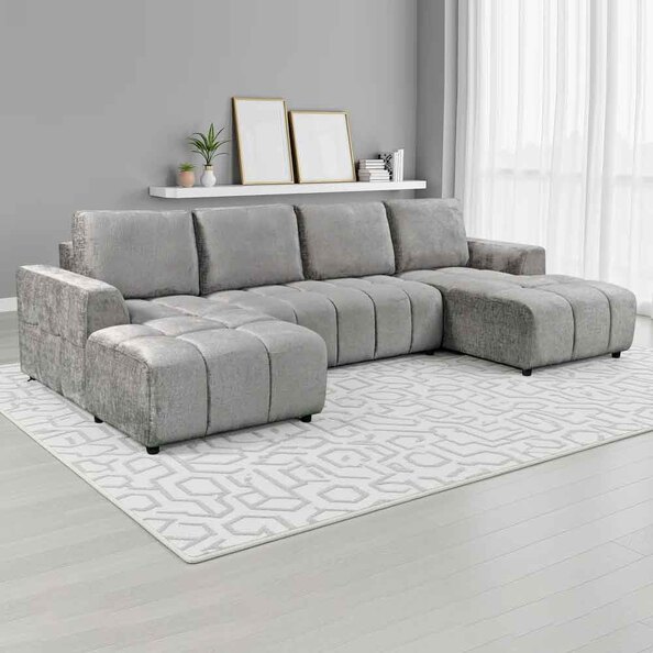 Selmira Fabric U Shape Corner Sofa in Grey