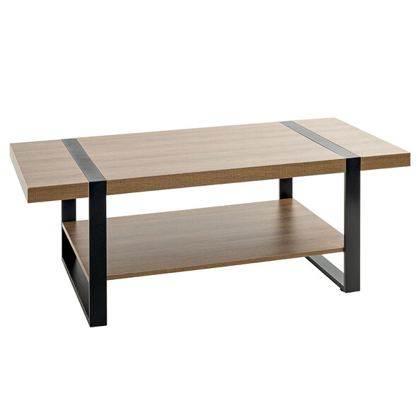 Senatobia Wooden Coffee Table With Black Frame In Natural