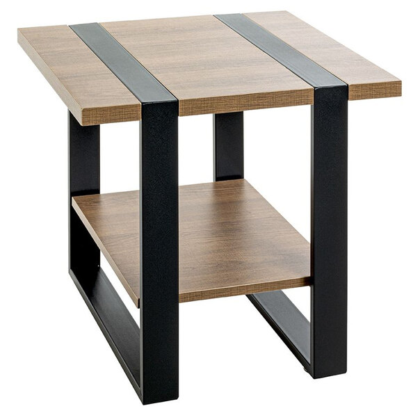Senatobia Wooden Square End Table With Black Frame In Natural