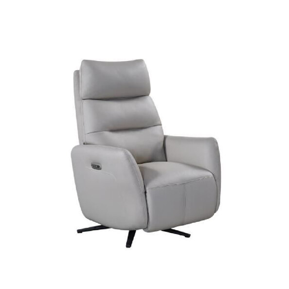 Seneca Leather Electric Recliner Chair In Cloud