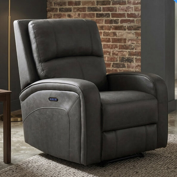 Seoul Fabric Electric Recliner 1 Seater Sofa in Grey