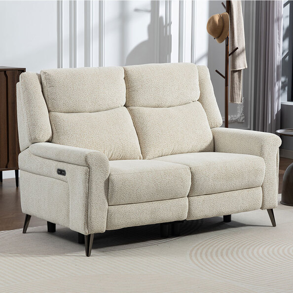 Serina Fabric Electric Recliner 2 Seater Sofa in Oatmeal