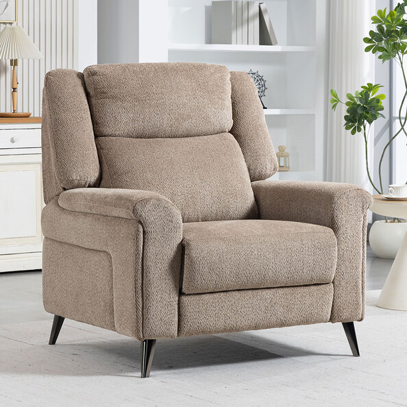 Serina Fabric Manual Recliner 1 Seater Sofa in Driftwood