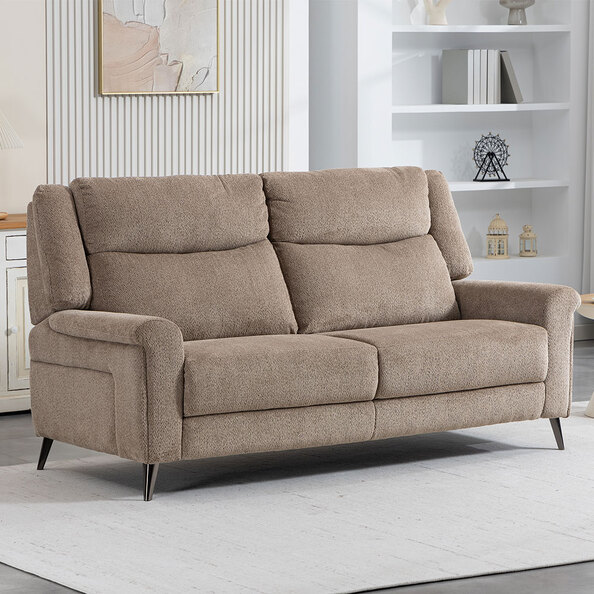 Serina Fabric Manual Recliner 3 Seater Sofa in Driftwood