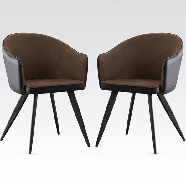 Sevilla PU Leather Dining Chairs In Pair - Brown