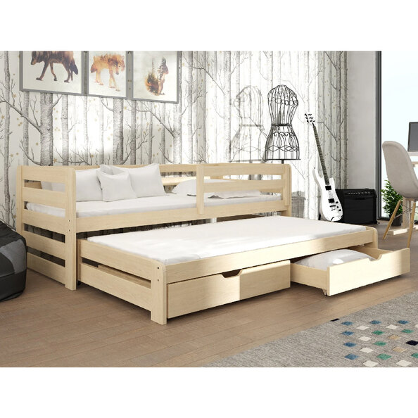 Sewell Wooden Day Bed With Bonnell Mattress And Trundle In Pine