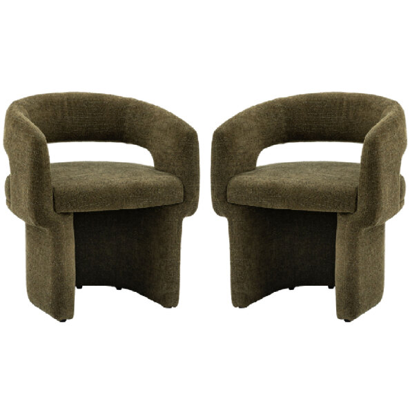 Shafter Green Fabric Dining Chairs In Pair