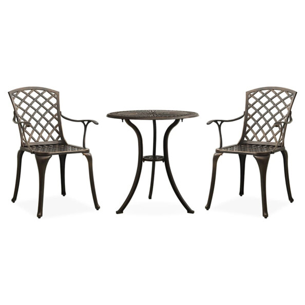 Shelton Cast Aluminium 3 Piece Bistro Set In Bronze