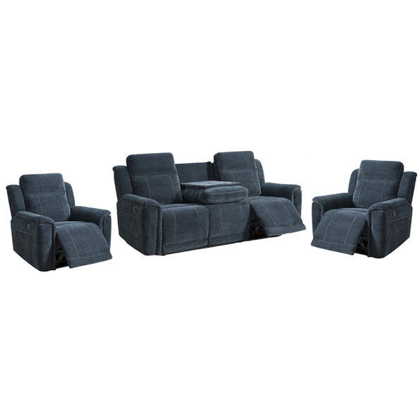 Sheridan Fabric Recliner 3+1+1 Seater Sofa Set In Dark Grey