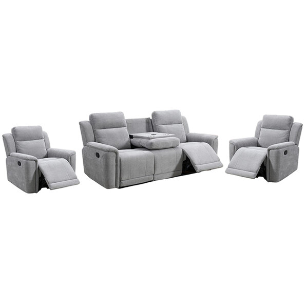 Sheridan Fabric Recliner 3+1+1 Seater Sofa Set In Light Grey