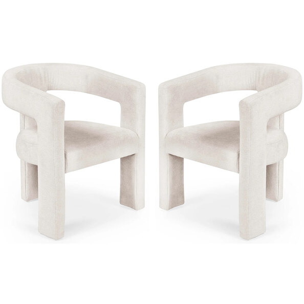 Siena White Fabric Dining Chairs - Pair