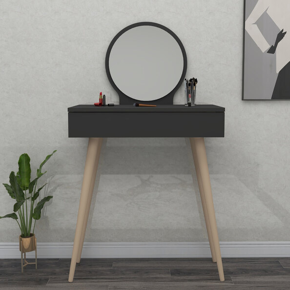 Siena Wooden Dressing Table with Mirror in Anthracite